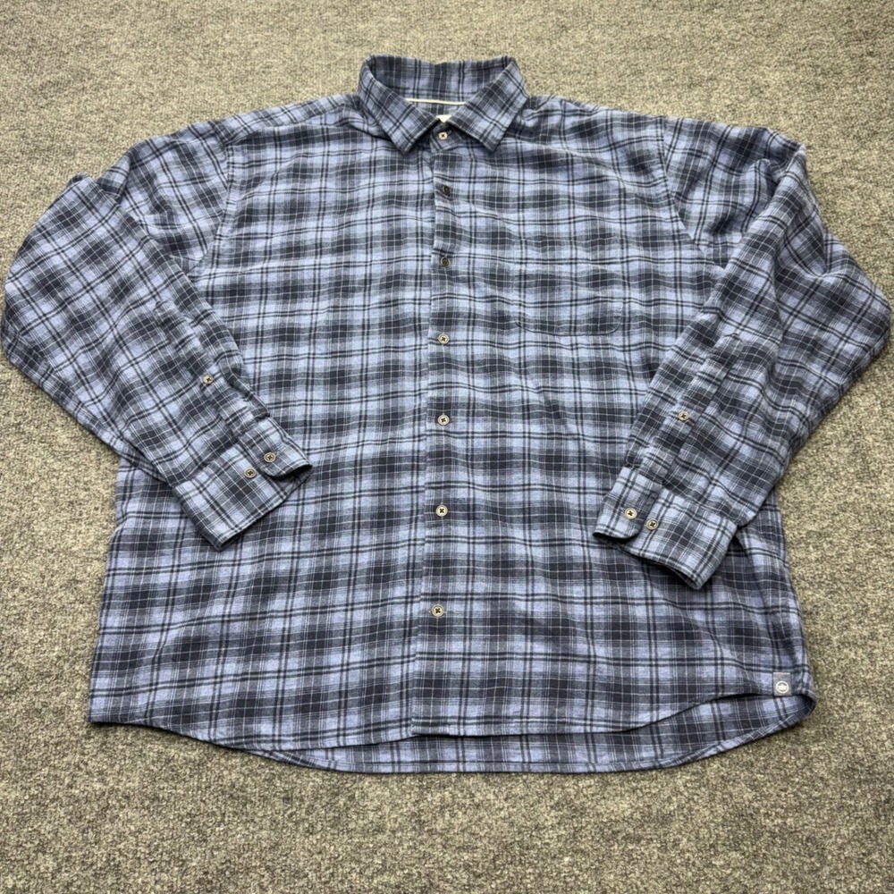 Peter Millar Mens XL Blue Plaid Flannel Button Down Shirt Cotton Long Sleeve